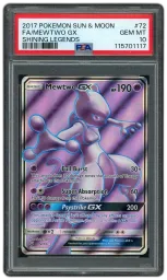 2017 Shining Legends Mewtwo GX #72 PSA 10 on Beezie.