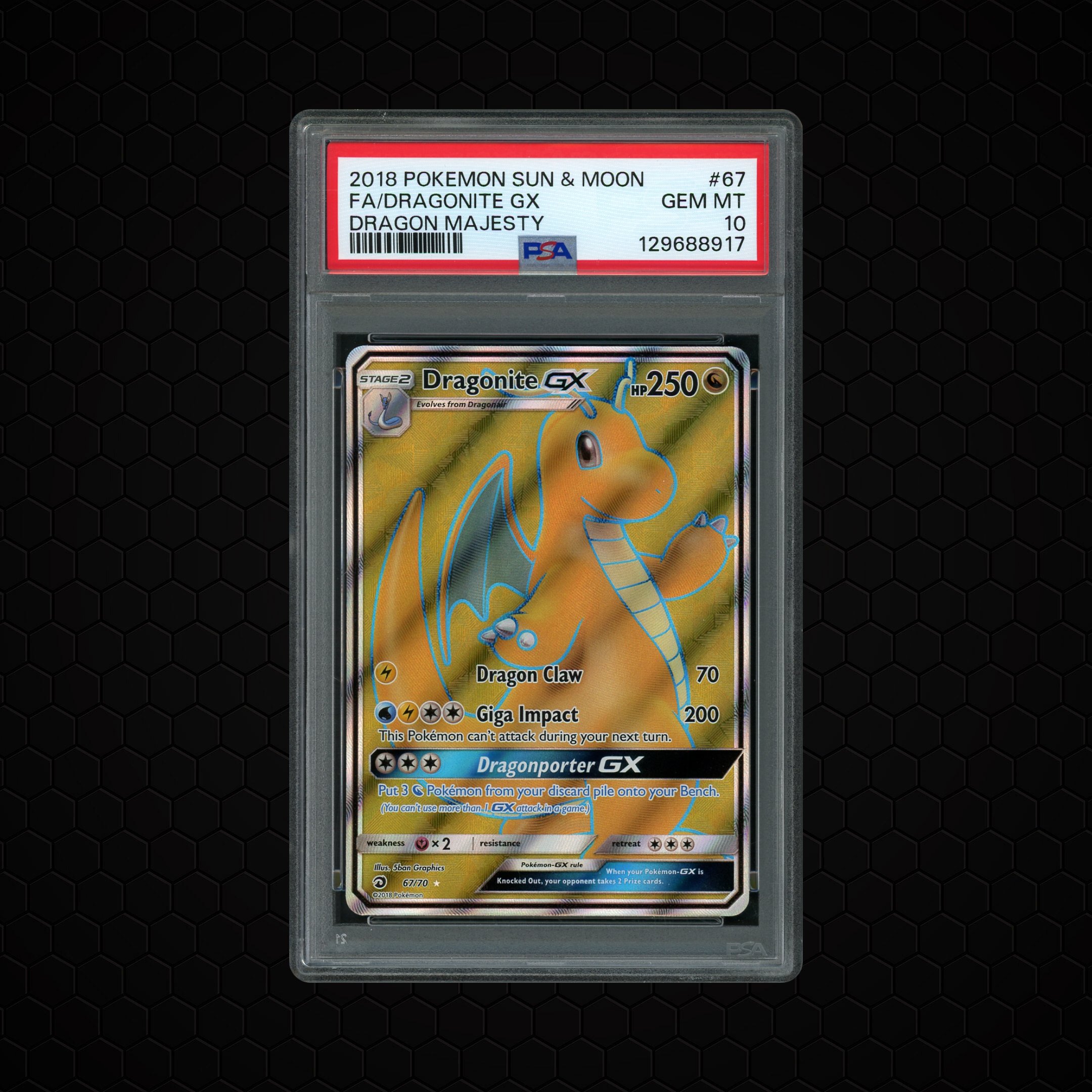 2018 Dragon Majesty Dragonite GX #67 PSA 10