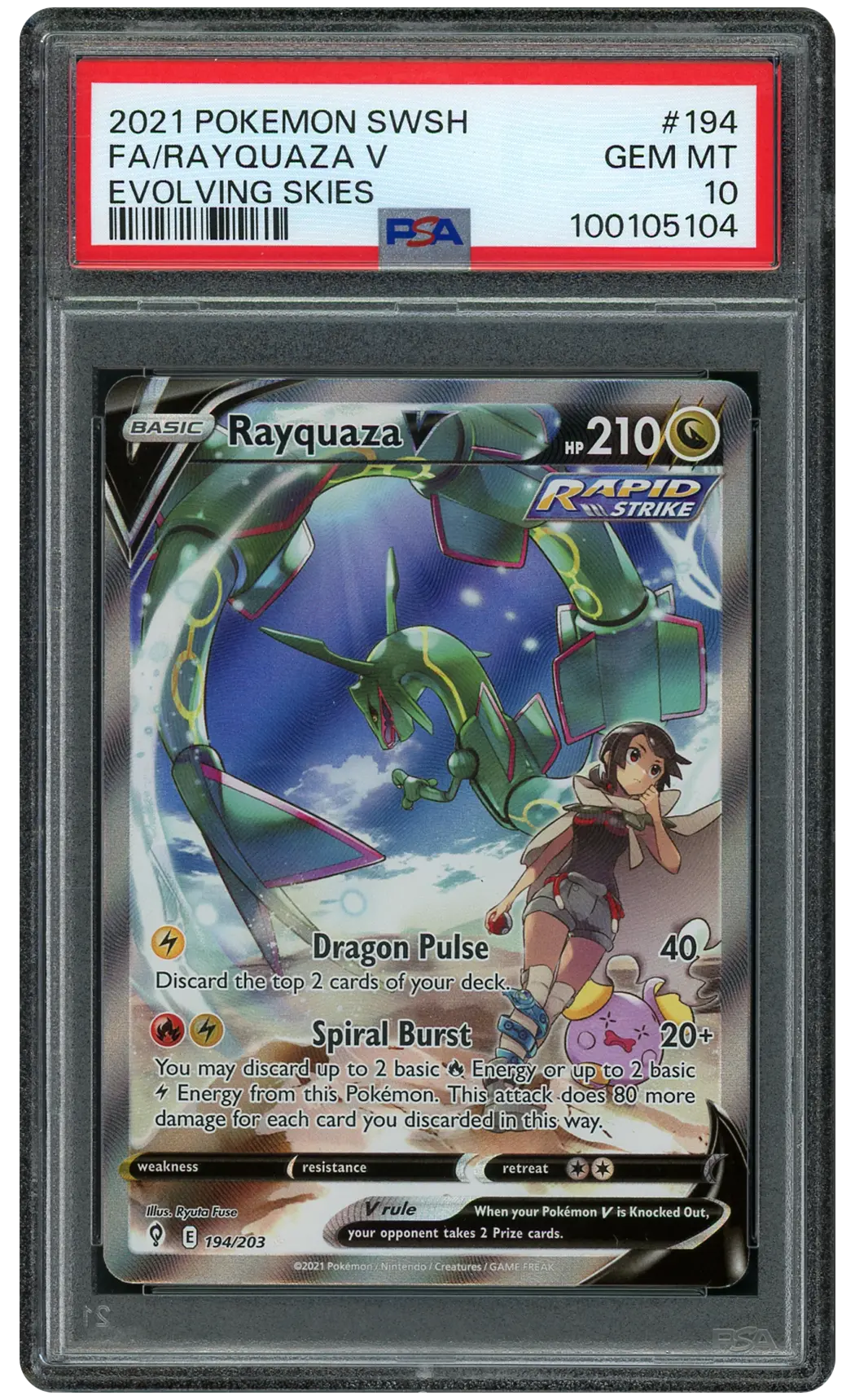 2021 Evolving Skies Rayquaza V #194 PSA 10