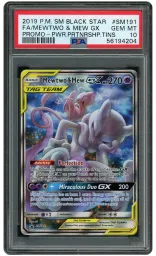 2019 Black Star Promo Mewtwo & Mew GX #SM191 PSA 10 on Beezie.