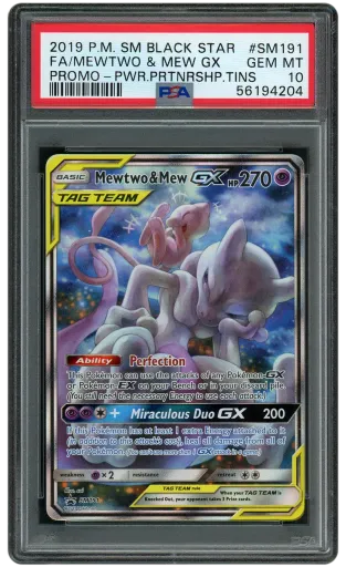 2019 Black Star Promo Mewtwo & Mew GX #SM191 PSA 10