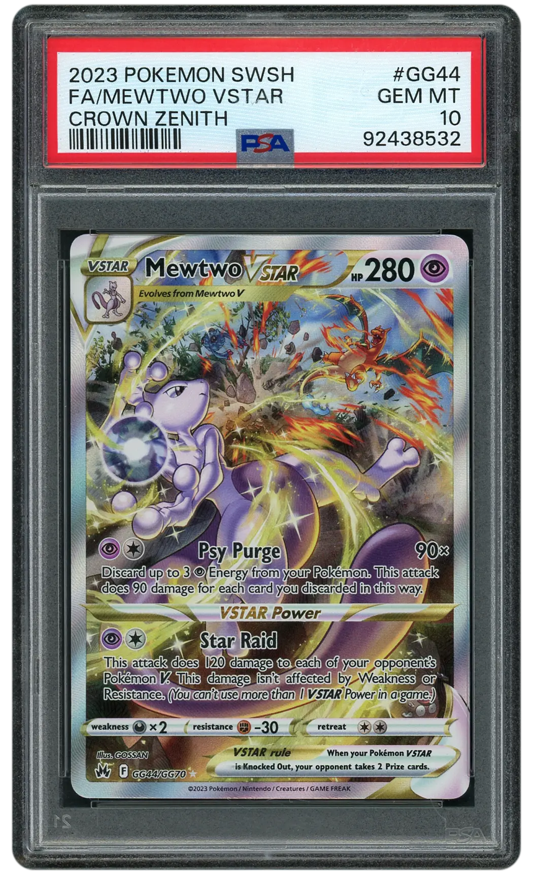 2023 Crown Zenith Mewtwo VSTAR #GG44 PSA 10