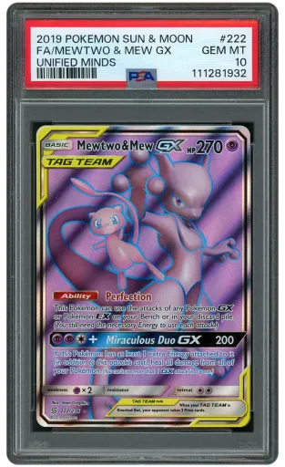 2019 Unified Minds Mewtwo & Mew GX #222 PSA 10
