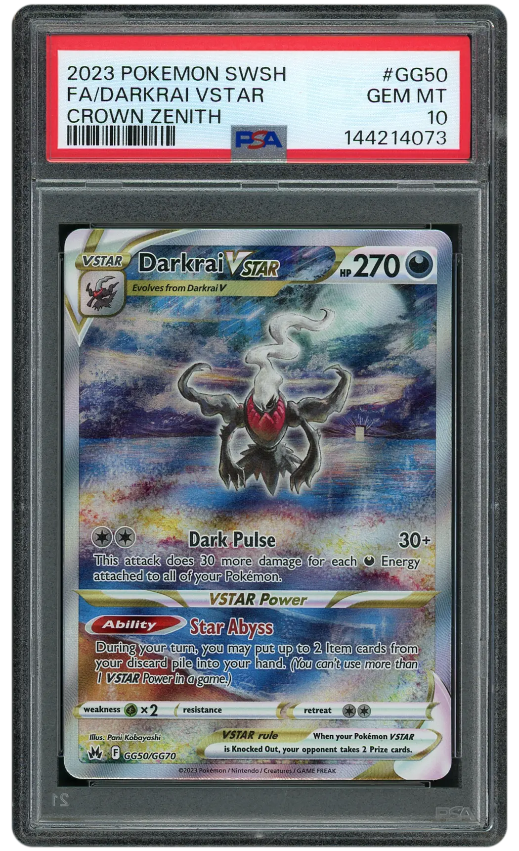 2023 Crown Zenith Darkrai VSTAR #GG50 PSA 10