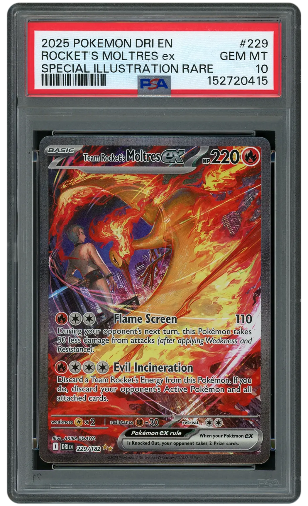 2025 Destined Rivals Team Rocket's Moltres EX #229 PSA 10 - 17031