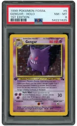 1999 Fossil 1st Edition Gengar #5 PSA 8 on Beezie.