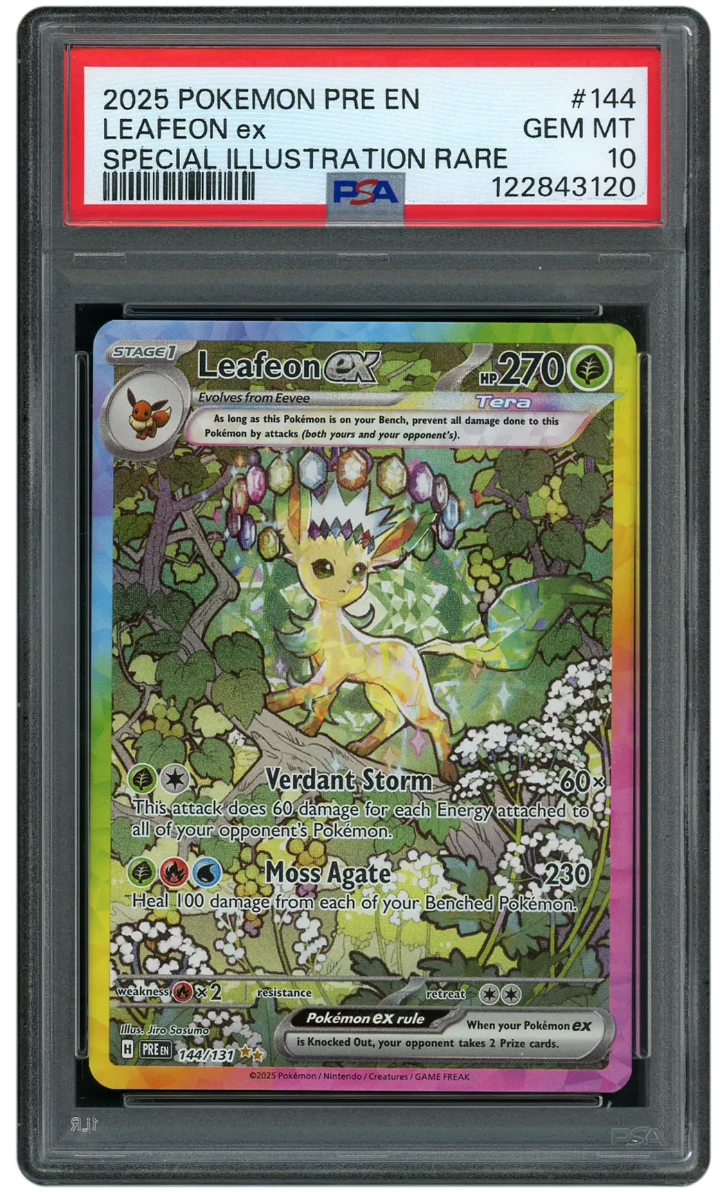 2025 Prismatic Evolutions Leafeon EX #144 PSA 10