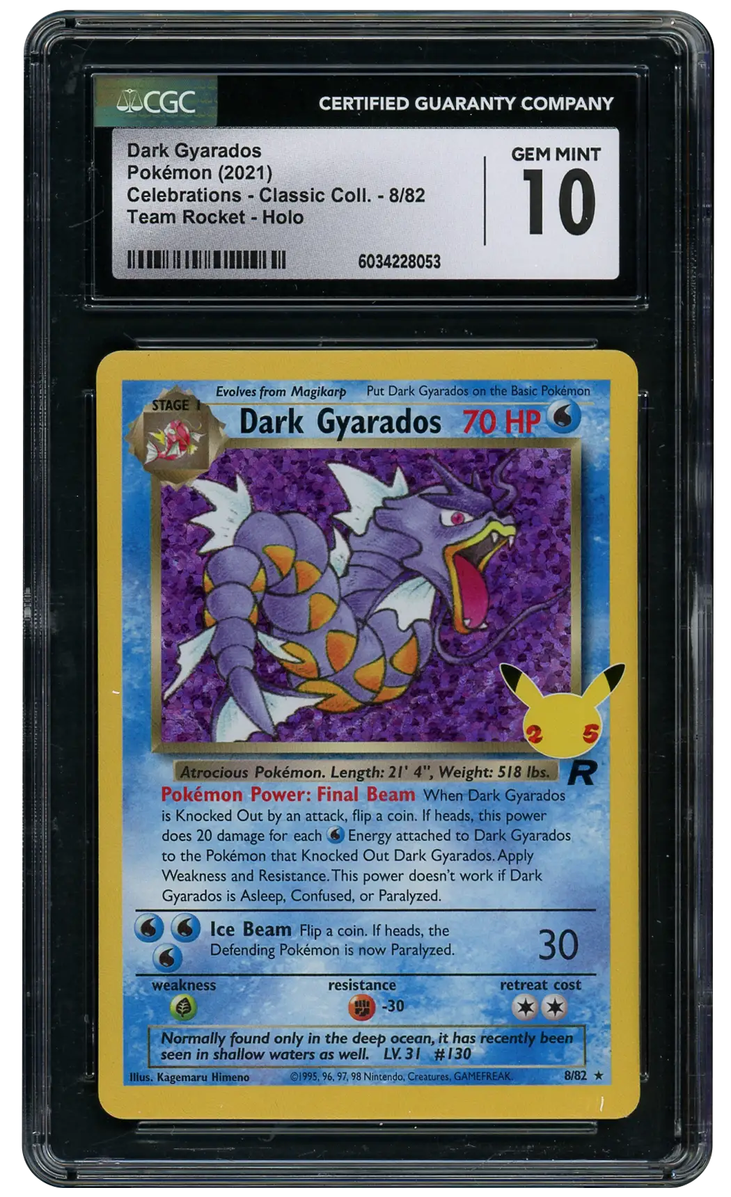2021 Celebrations Classic Collection Dark Gyarados #8 CGC 10