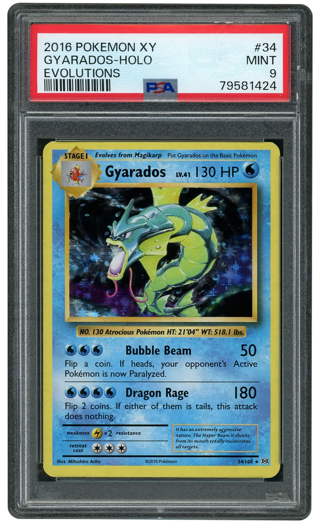 2016 Evolutions Gyarados #34 PSA 9