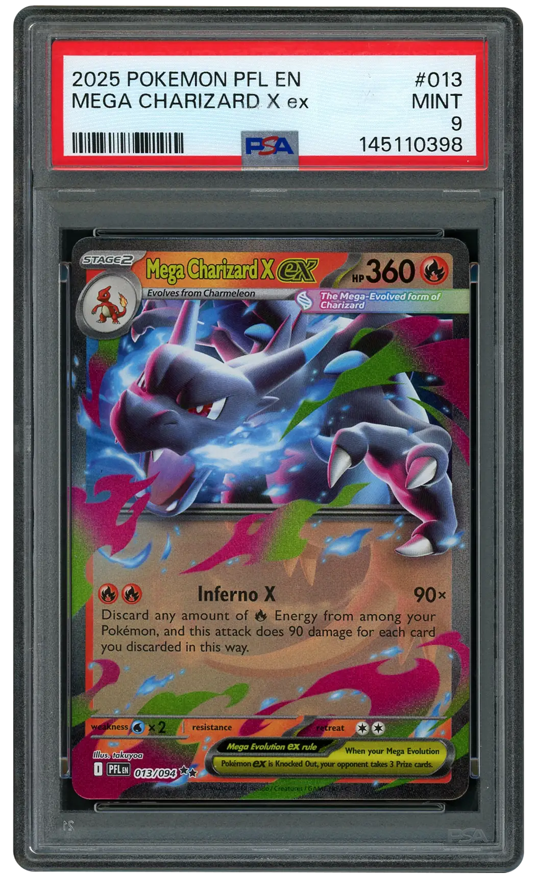2025 Phantasmal Flames Mega Charizard X EX #13 PSA 9