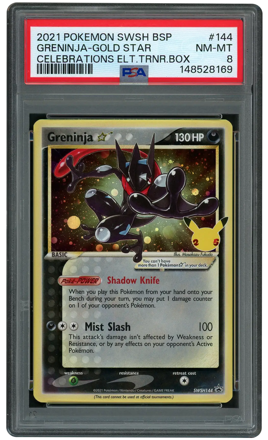 2021 Black Star Promo Greninja Gold Star #144 PSA 8