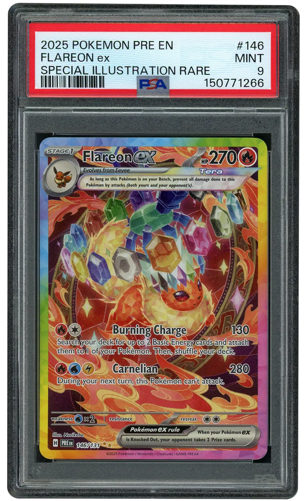 2025 Prismatic Evolutions Flareon EX #146 PSA 9
