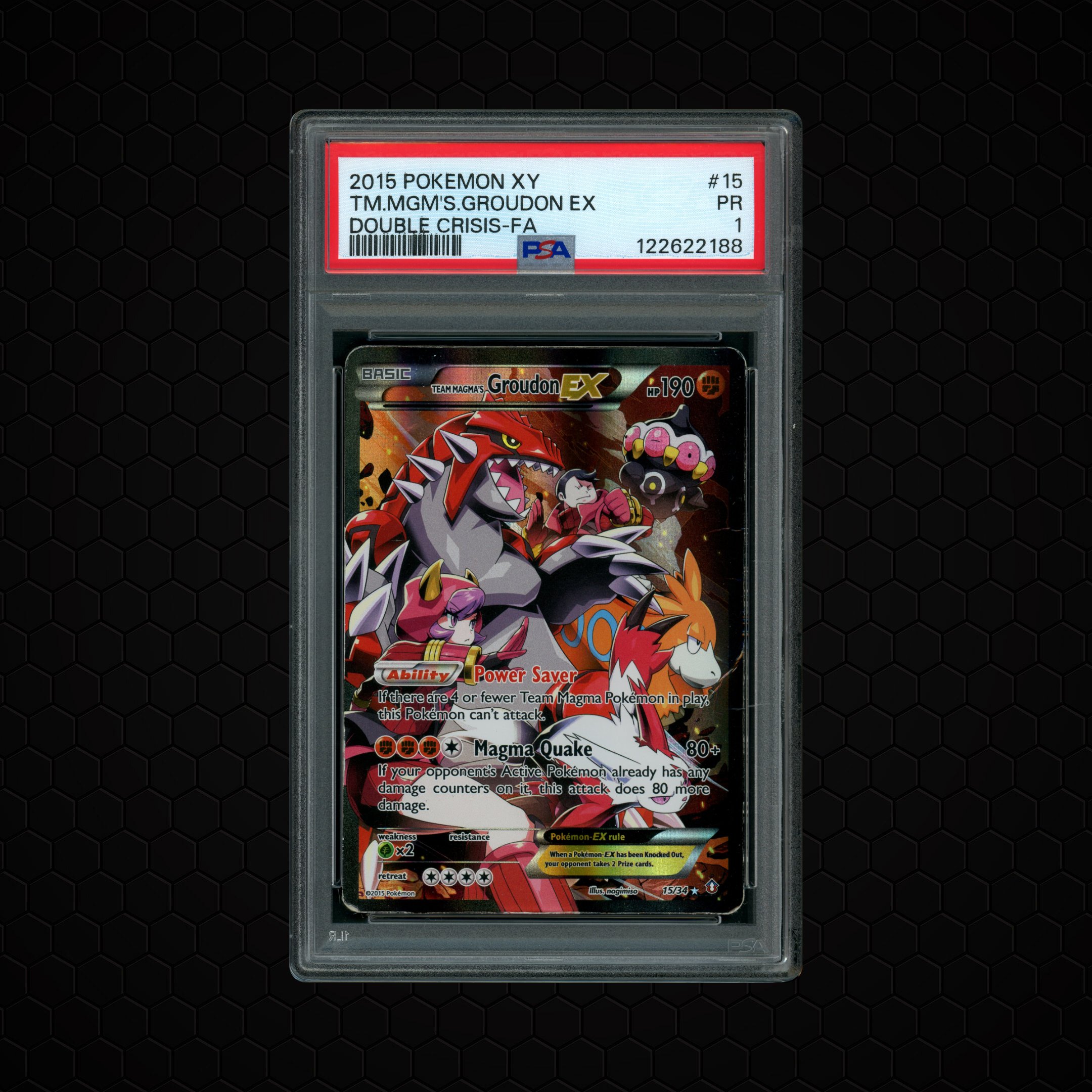 2015 Double Crisis Team Magma's Groudon EX #15 PSA 1