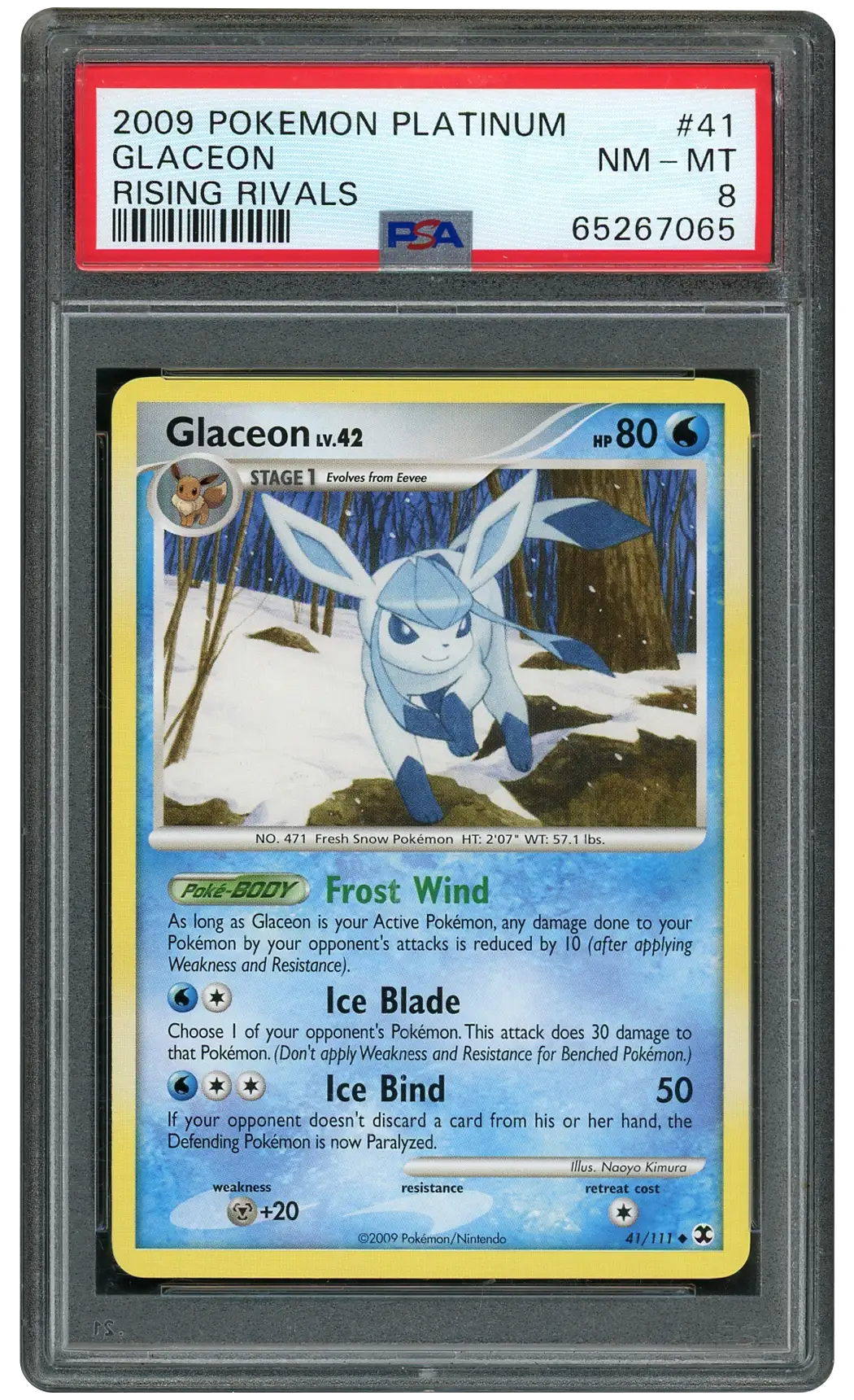 2009 Rising Rivals Glaceon #41 PSA 8