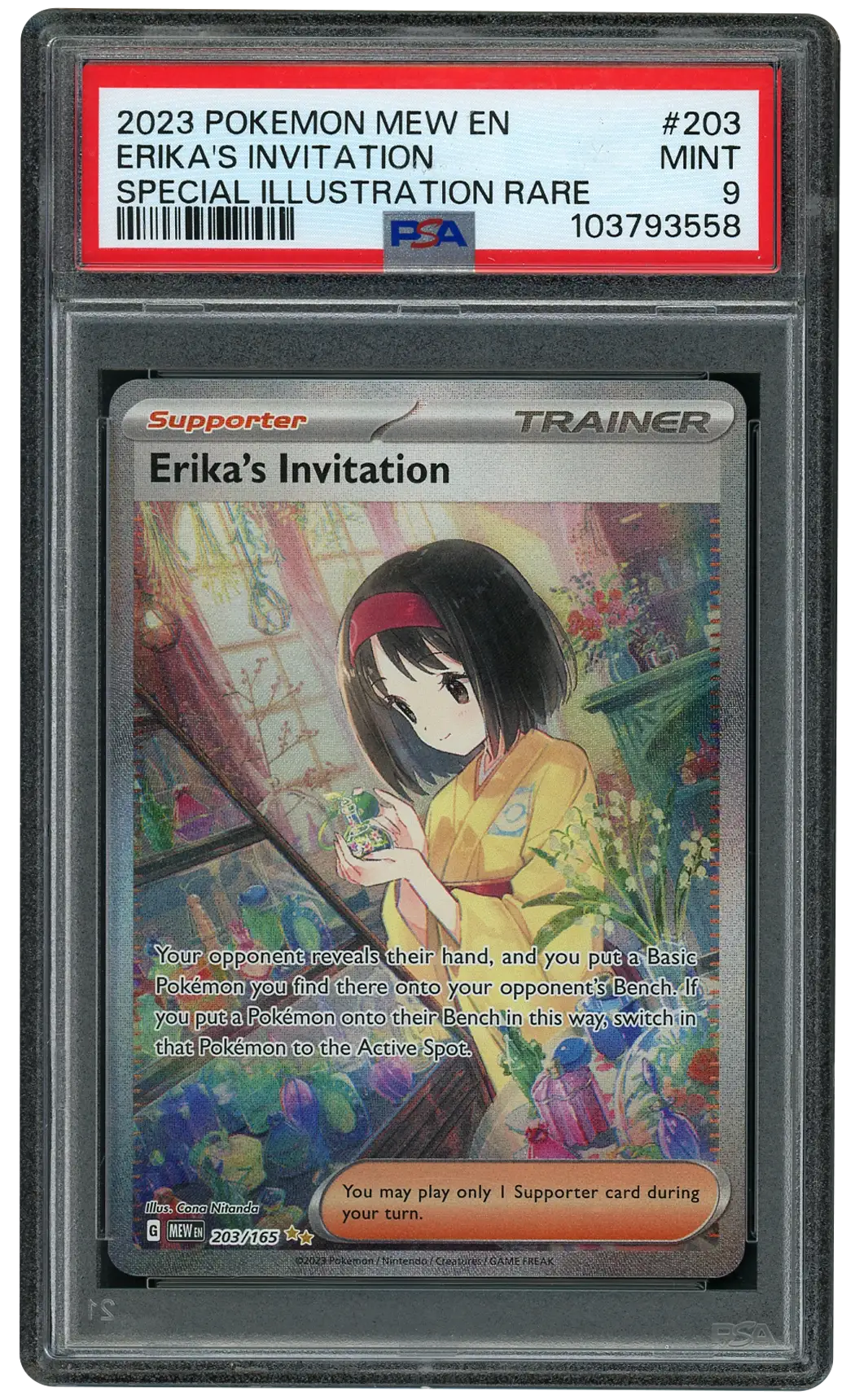2023 Pokemon 151 Erika's Invitation #203 PSA 9
