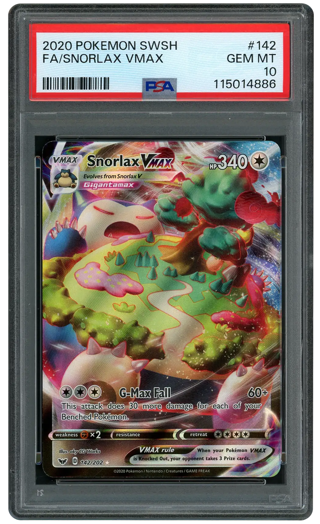 2020 Sword & Shield Snorlax VMAX #142 PSA 10
