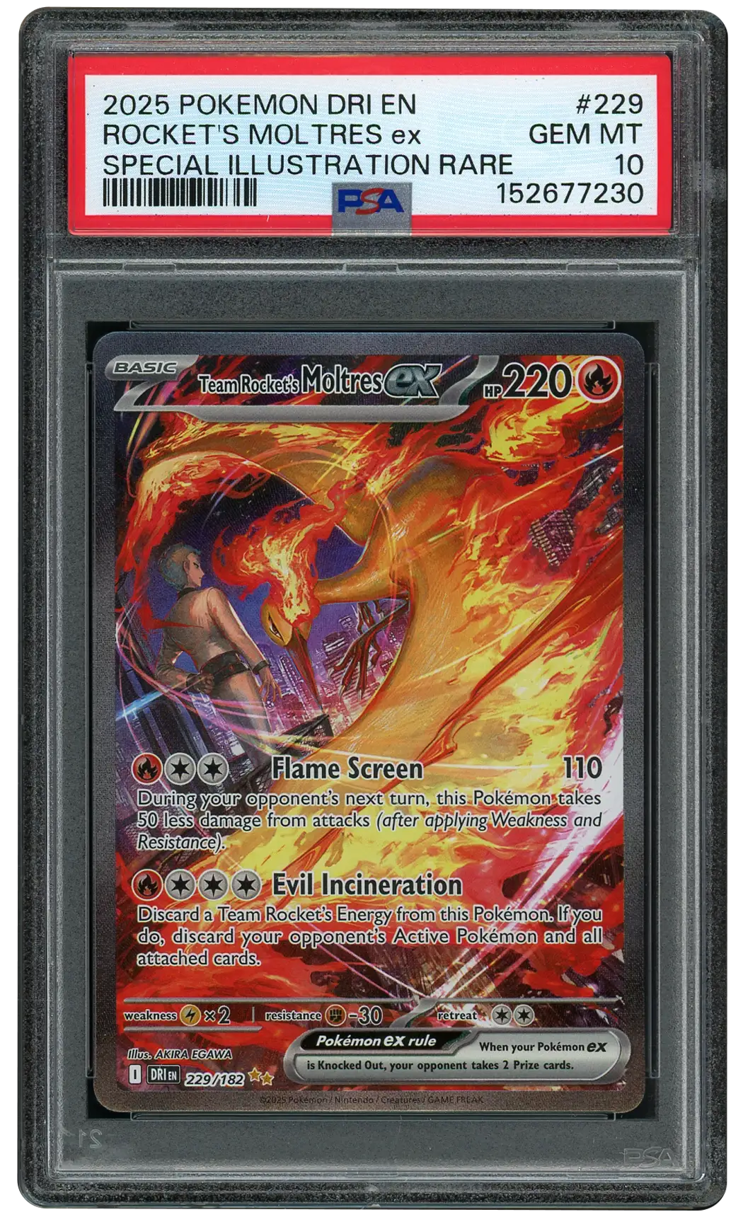 2025 Destined Rivals Team Rocket's Moltres EX #229 PSA 10