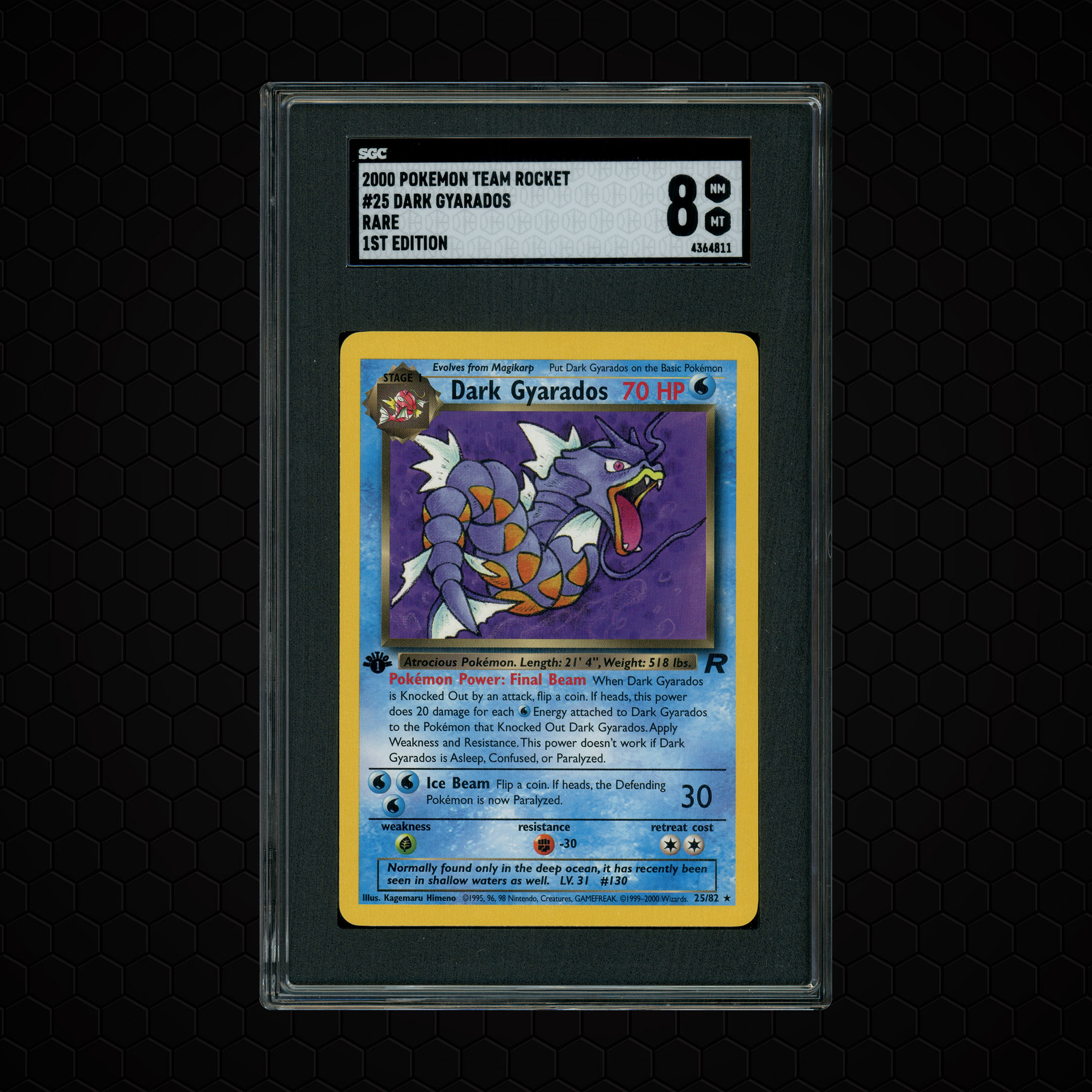 2000 Team Rocket 1st Edition Dark Gyarados #25 SGC 8