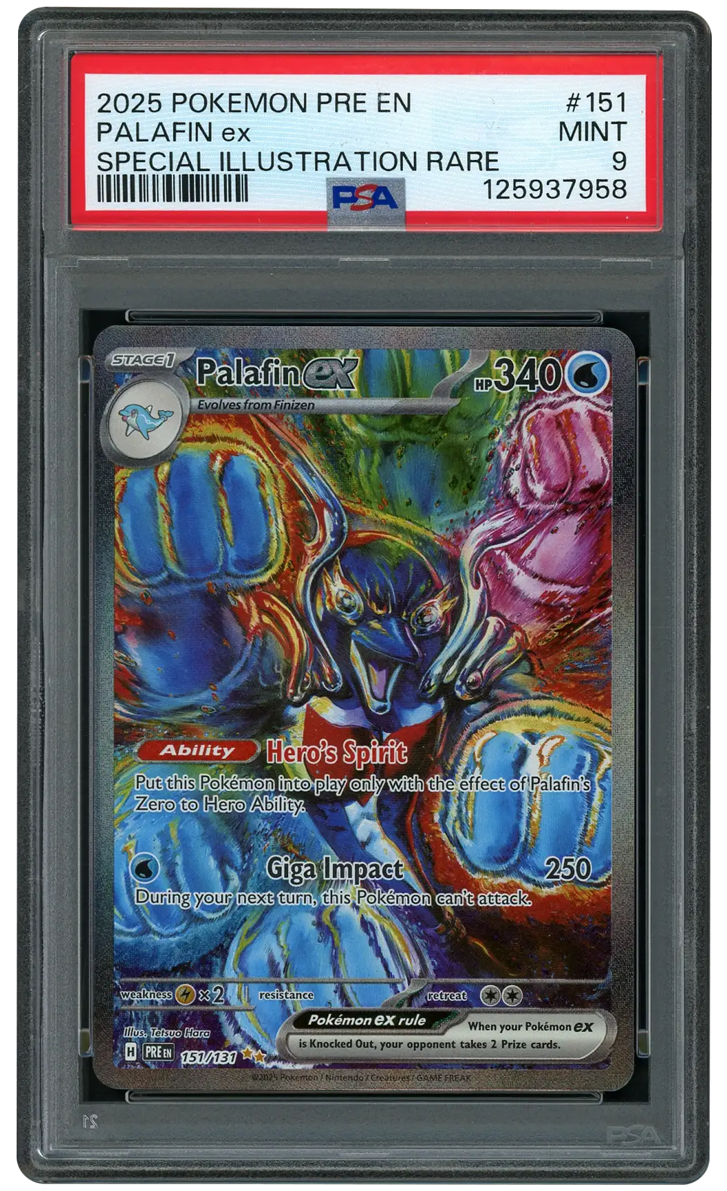 2025 Prismatic Evolutions Palafin EX #151 PSA 9