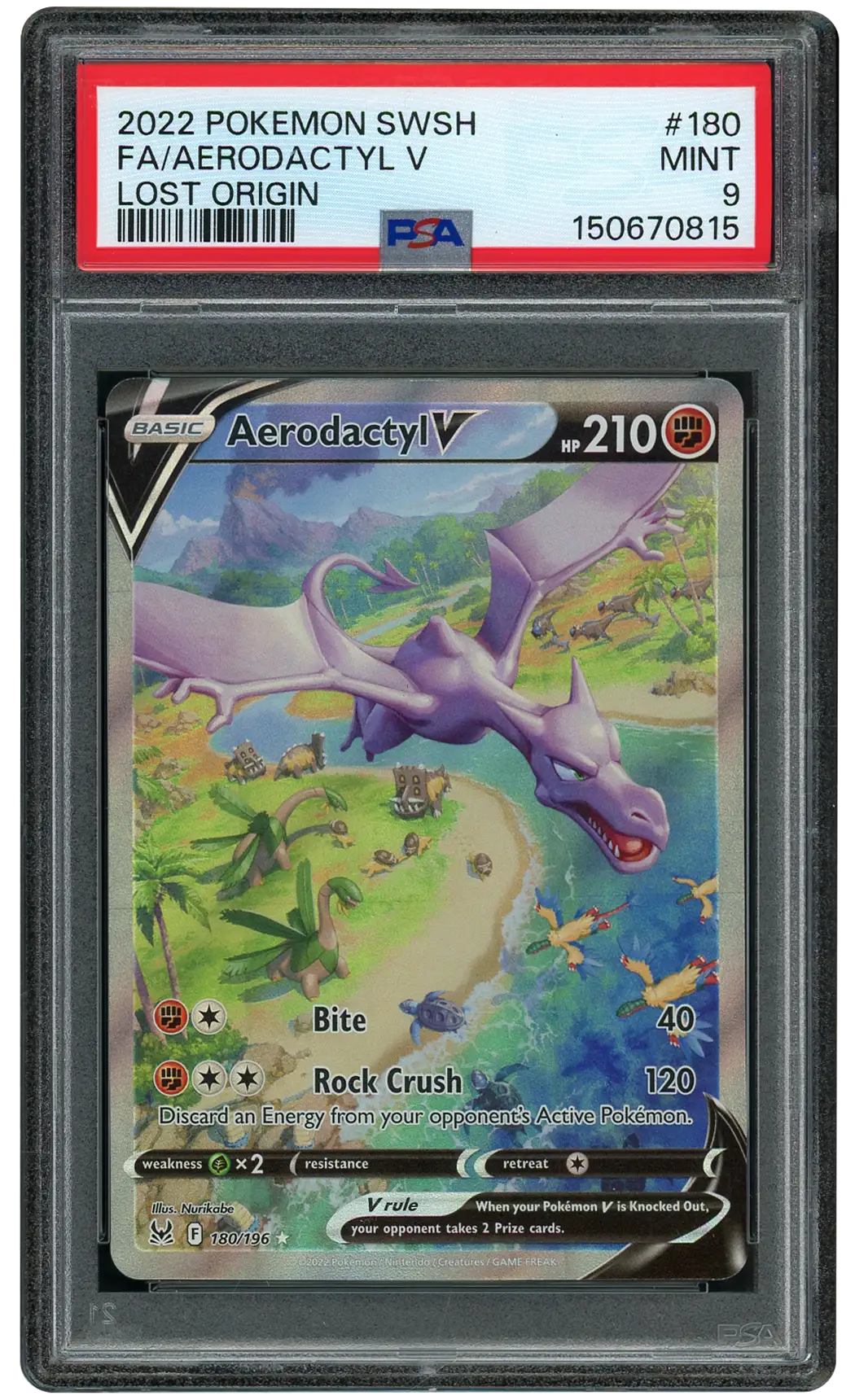 2022 Lost Origin Aerodactyl V #180 PSA 9