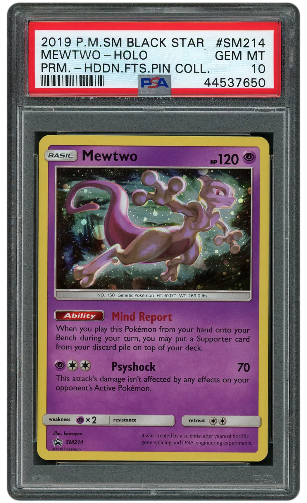 2019 Black Star Promo Mewtwo #SM214 PSA 10