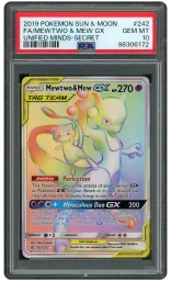 2019 Unified Minds Mewtwo & Mew GX #242 PSA 10 on Beezie.