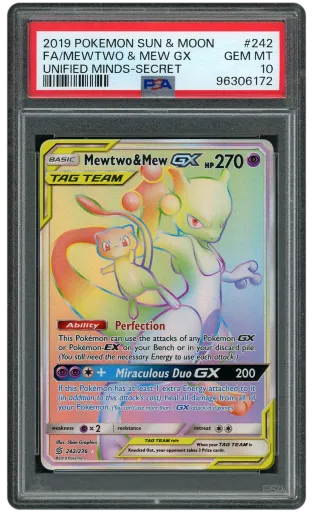 2019 Unified Minds Mewtwo & Mew GX #242 PSA 10