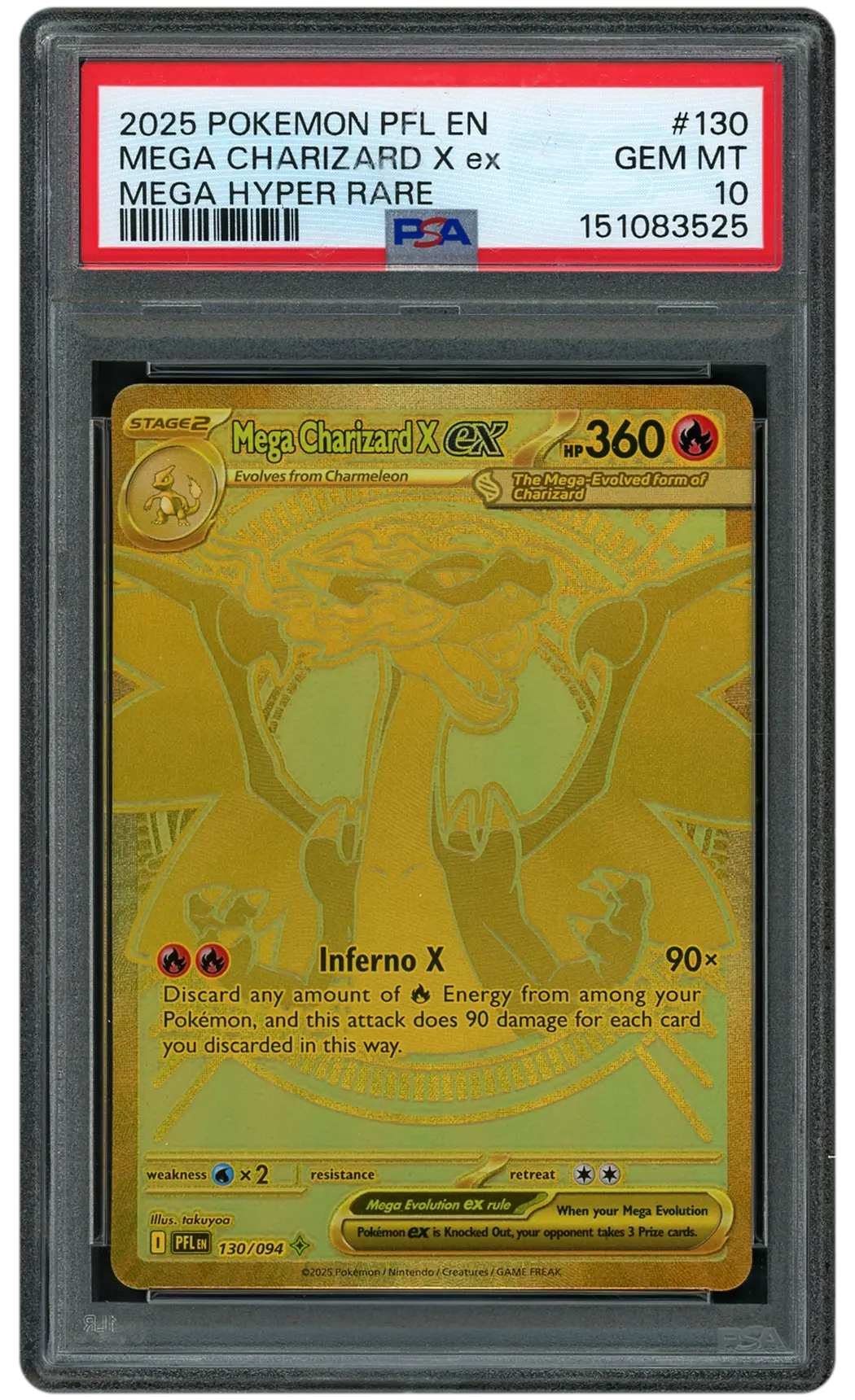 2025 Phantasmal Flames Mega Charizard X EX #130 PSA 10
