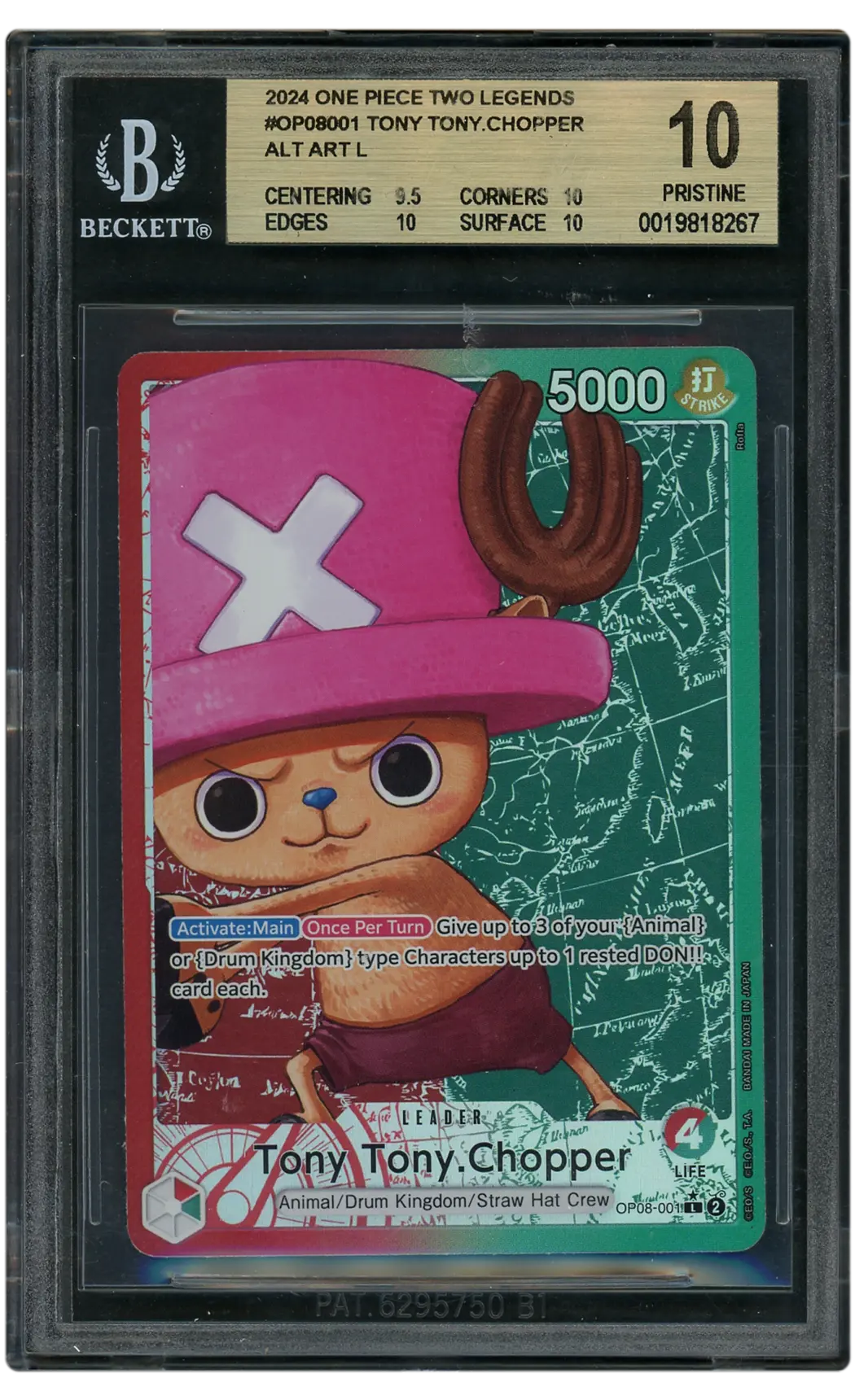 2024 Two Legends Tony Tony Chopper #OP08-001 BGS 10