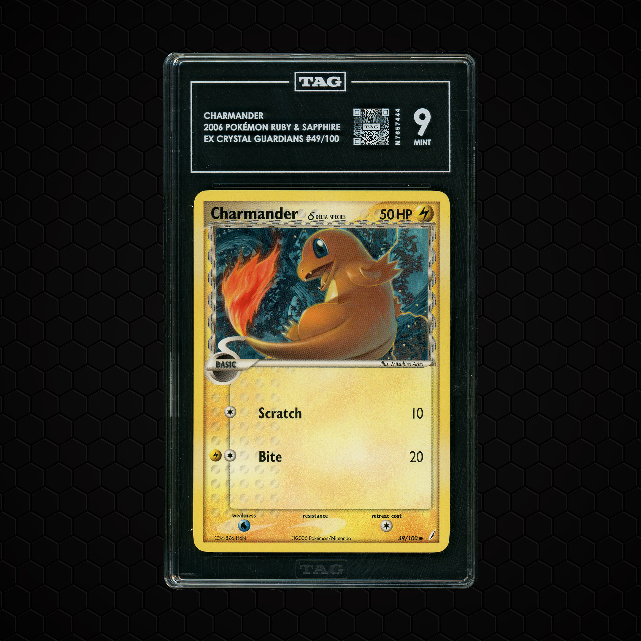 2006 EX Crystal Guardians Charmander #49 TAG 9