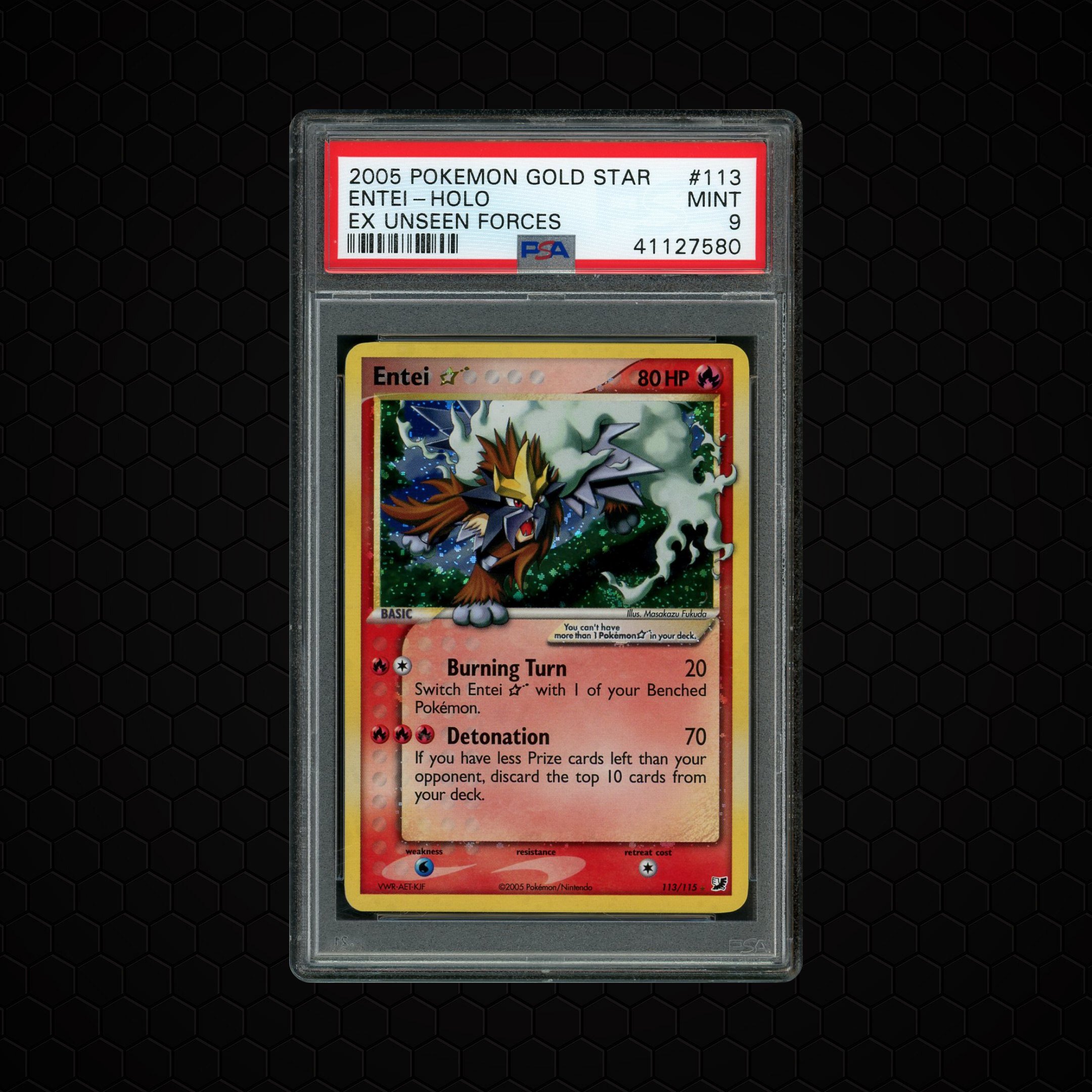 2005 Unseen Forces Gold Star Entei #113 PSA 9