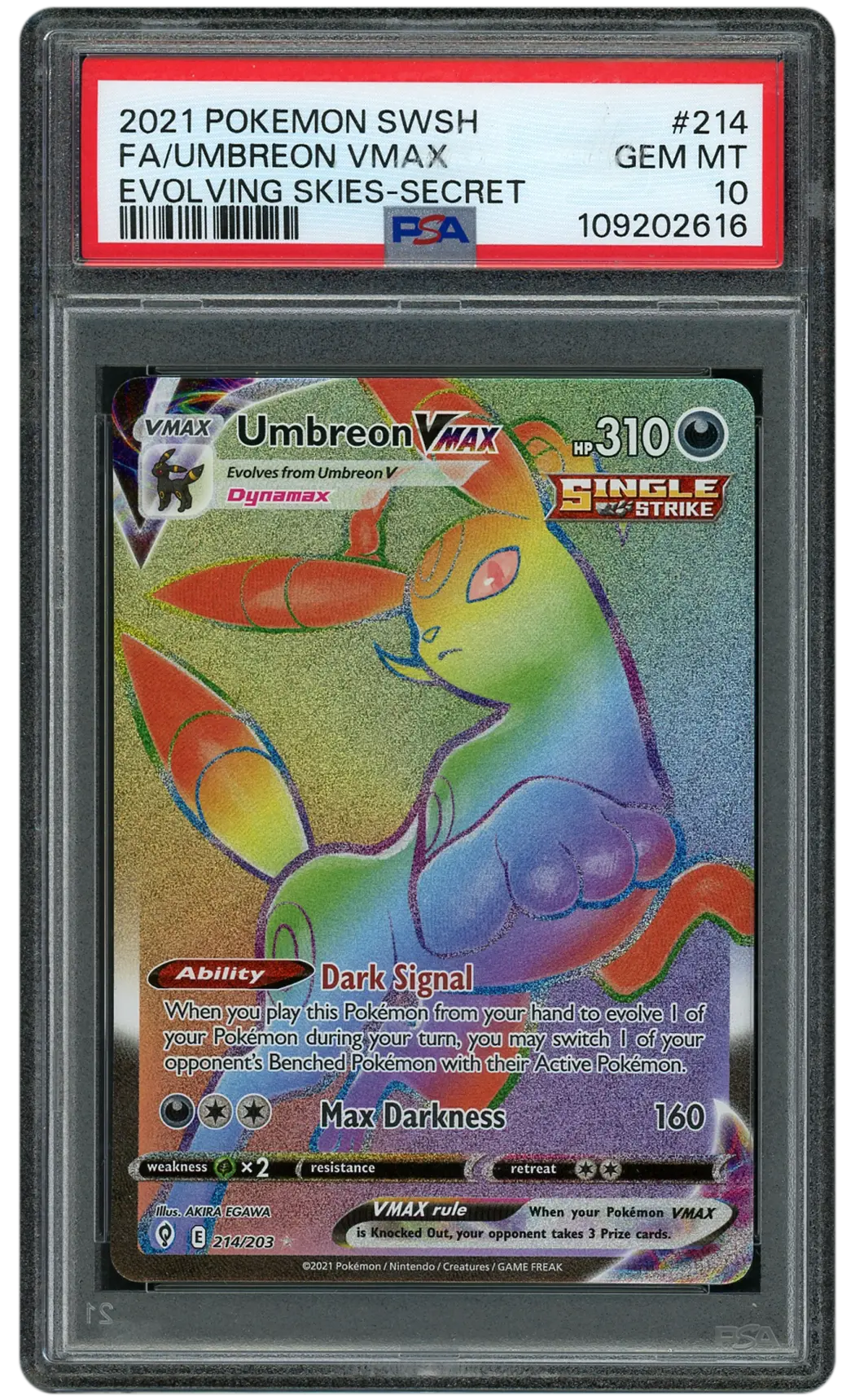 2021 Evolving Skies Umbreon VMAX #214 PSA 10
