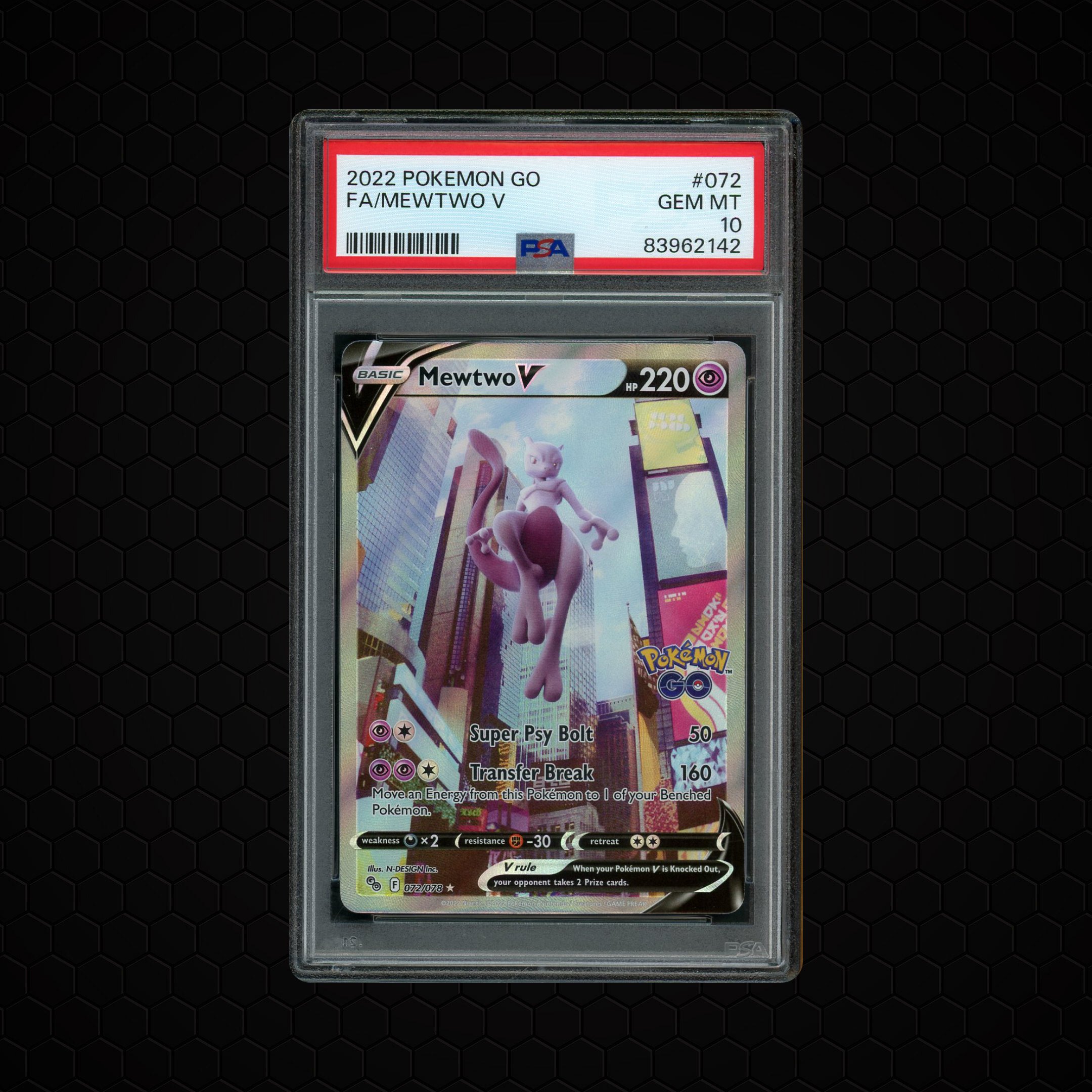 2022 Pokemon Go Mewtwo V #72 PSA 10