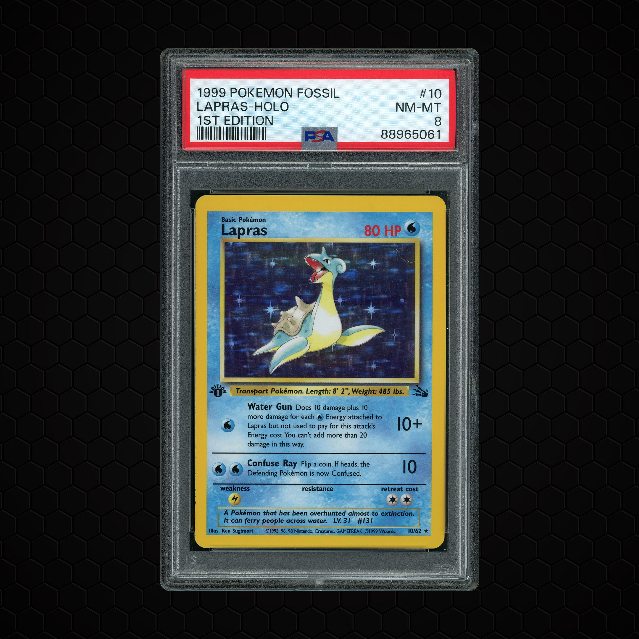 1999 Fossil 1st Edition Lapras #10 PSA 8