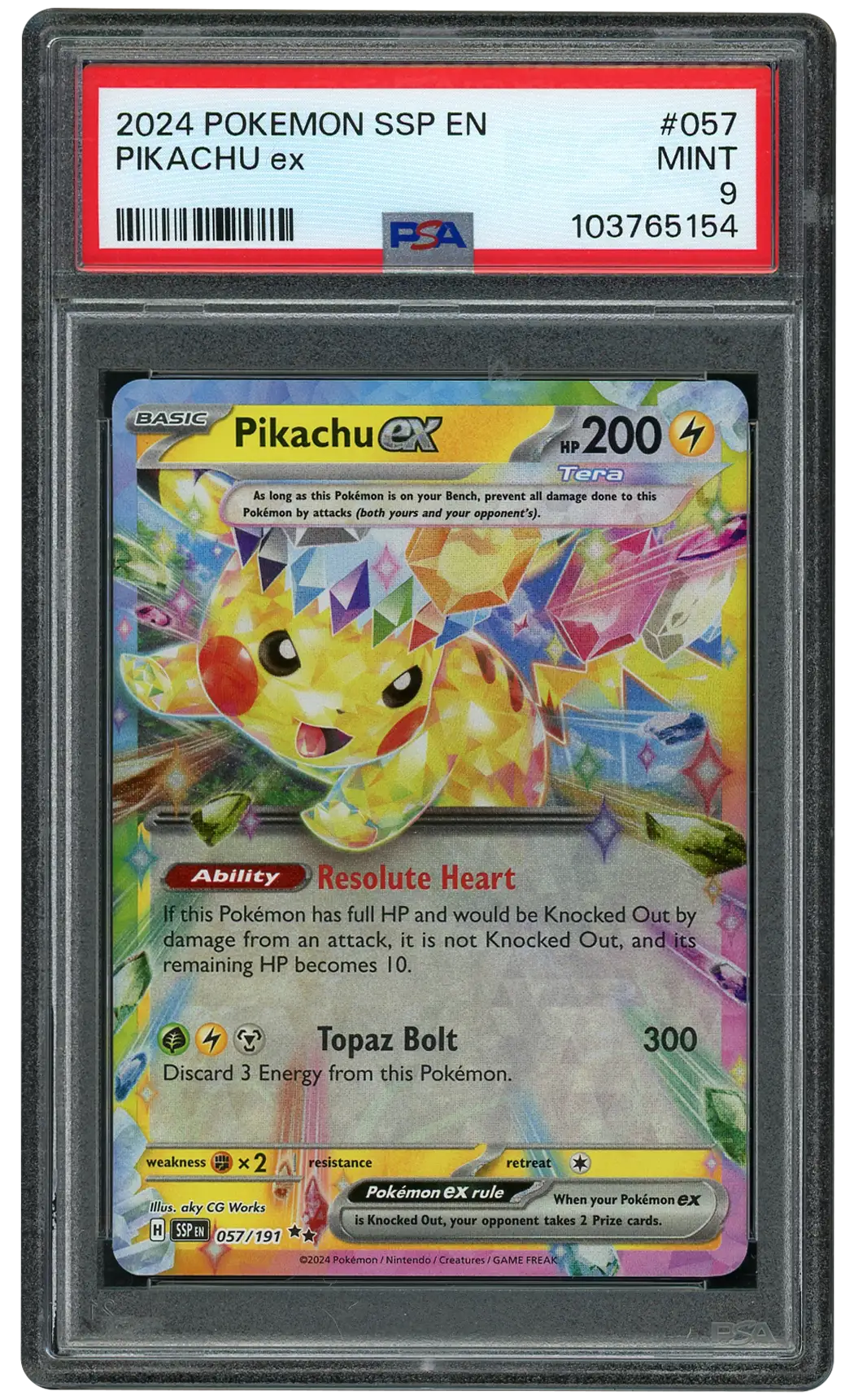 2024 Surging Sparks Pikachu EX #57 PSA 9