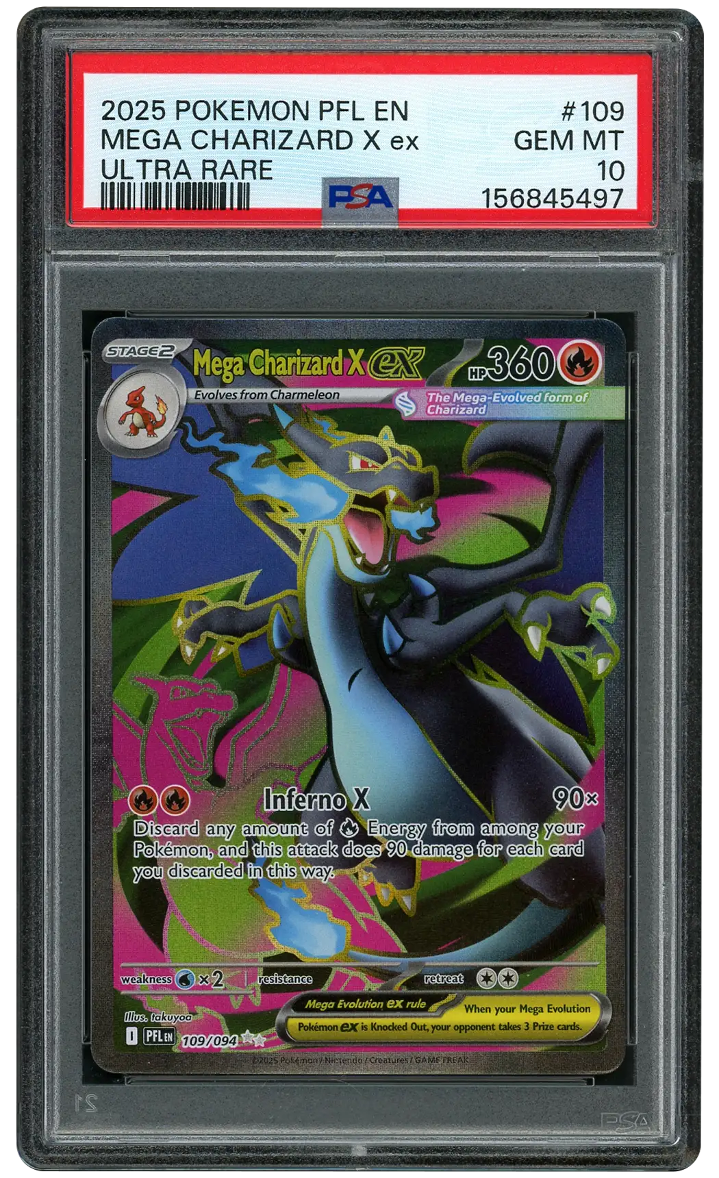 2025 Phantasmal Flames Mega Charizard X EX #109 PSA 10