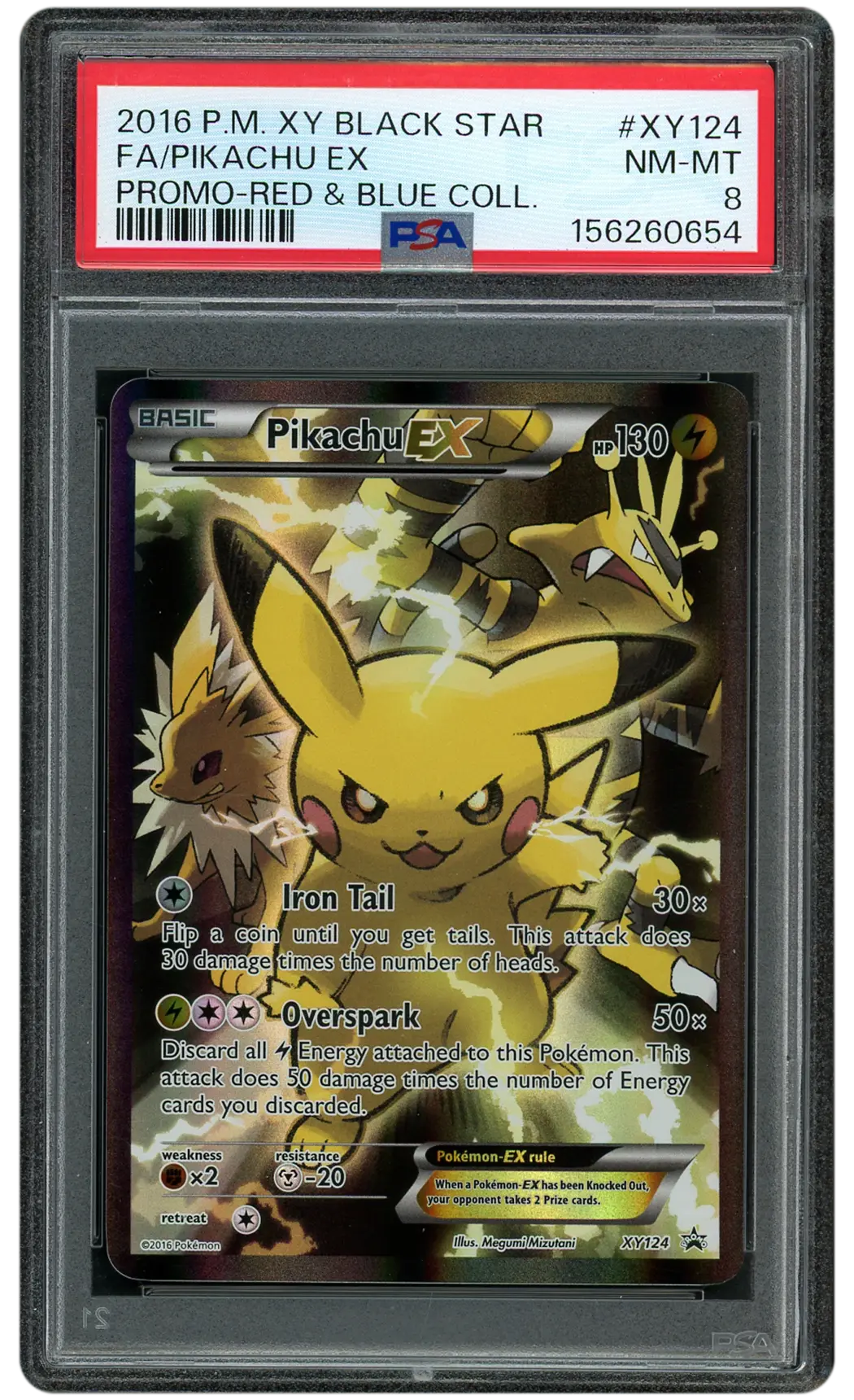 2016 Black Star Promo Pikachu EX #XY124 PSA 8