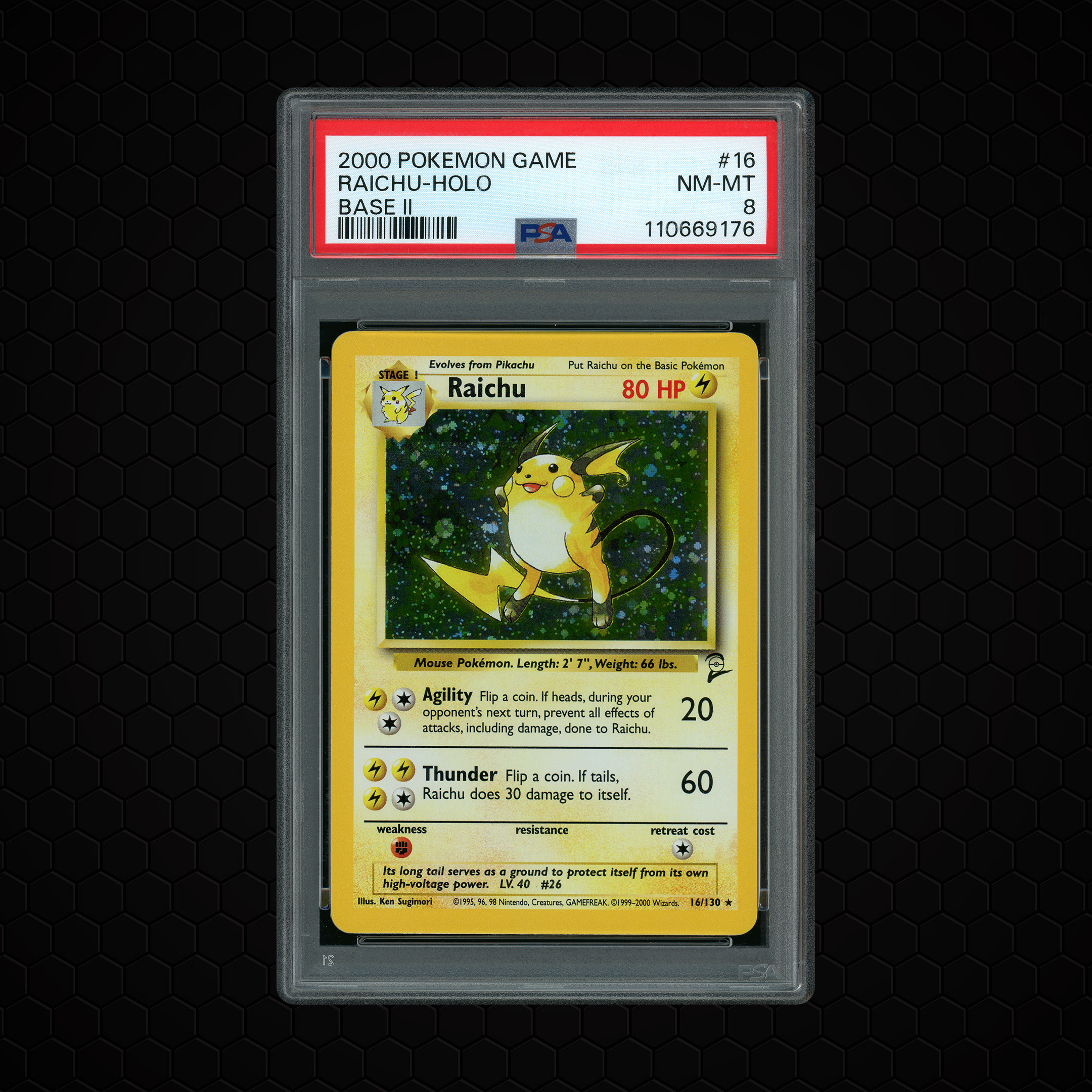 2000 Base Set 2 Raichu #16 PSA 8