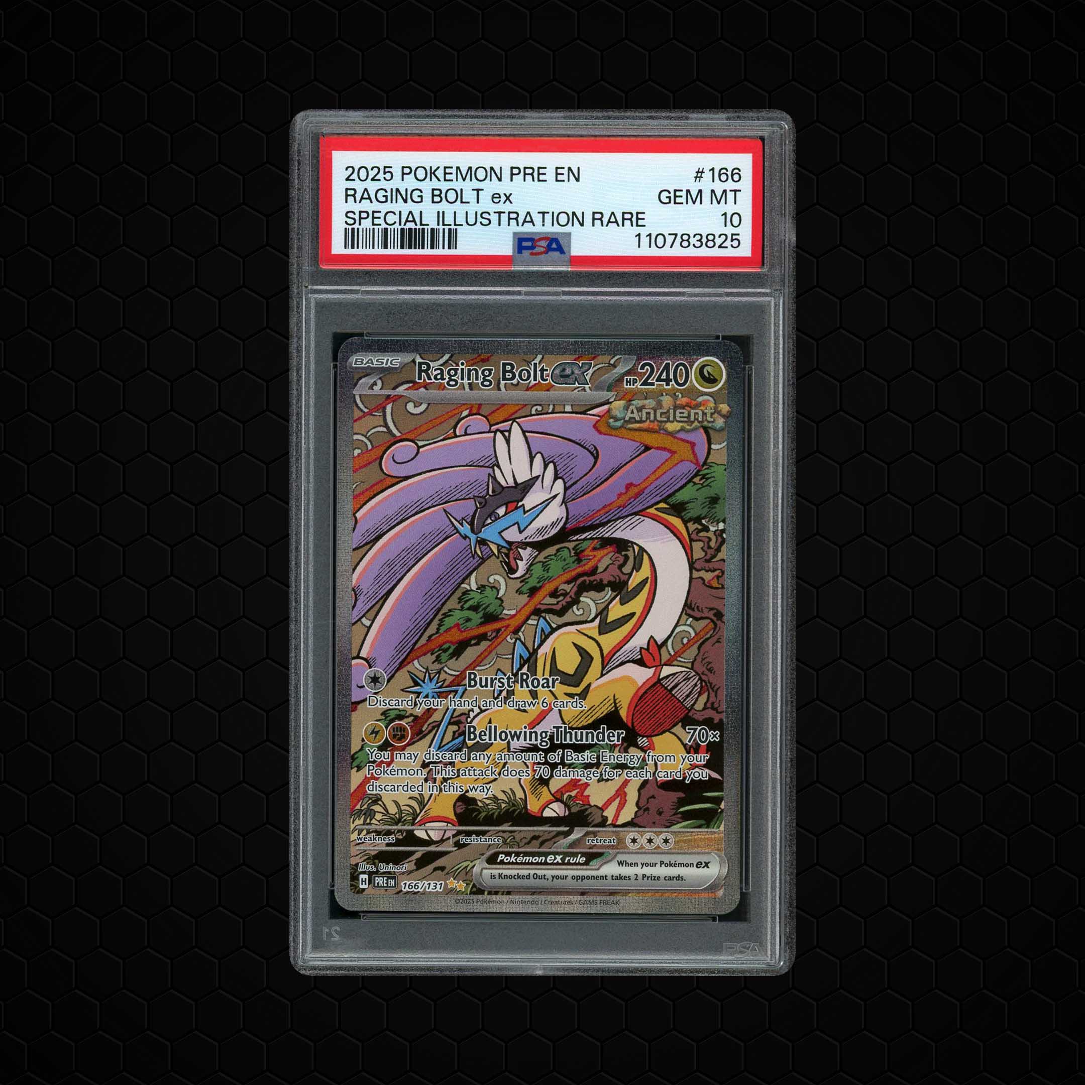 2025 Prismatic Evolutions Raging Bolt EX #166 PSA 10