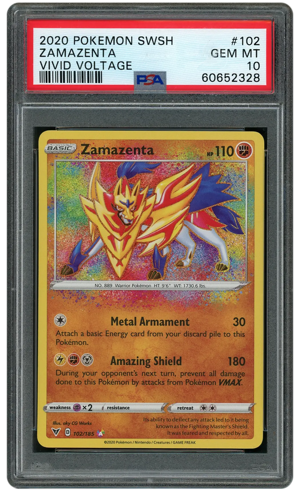 2020 Vivid Voltage Zamazenta #102 PSA 10