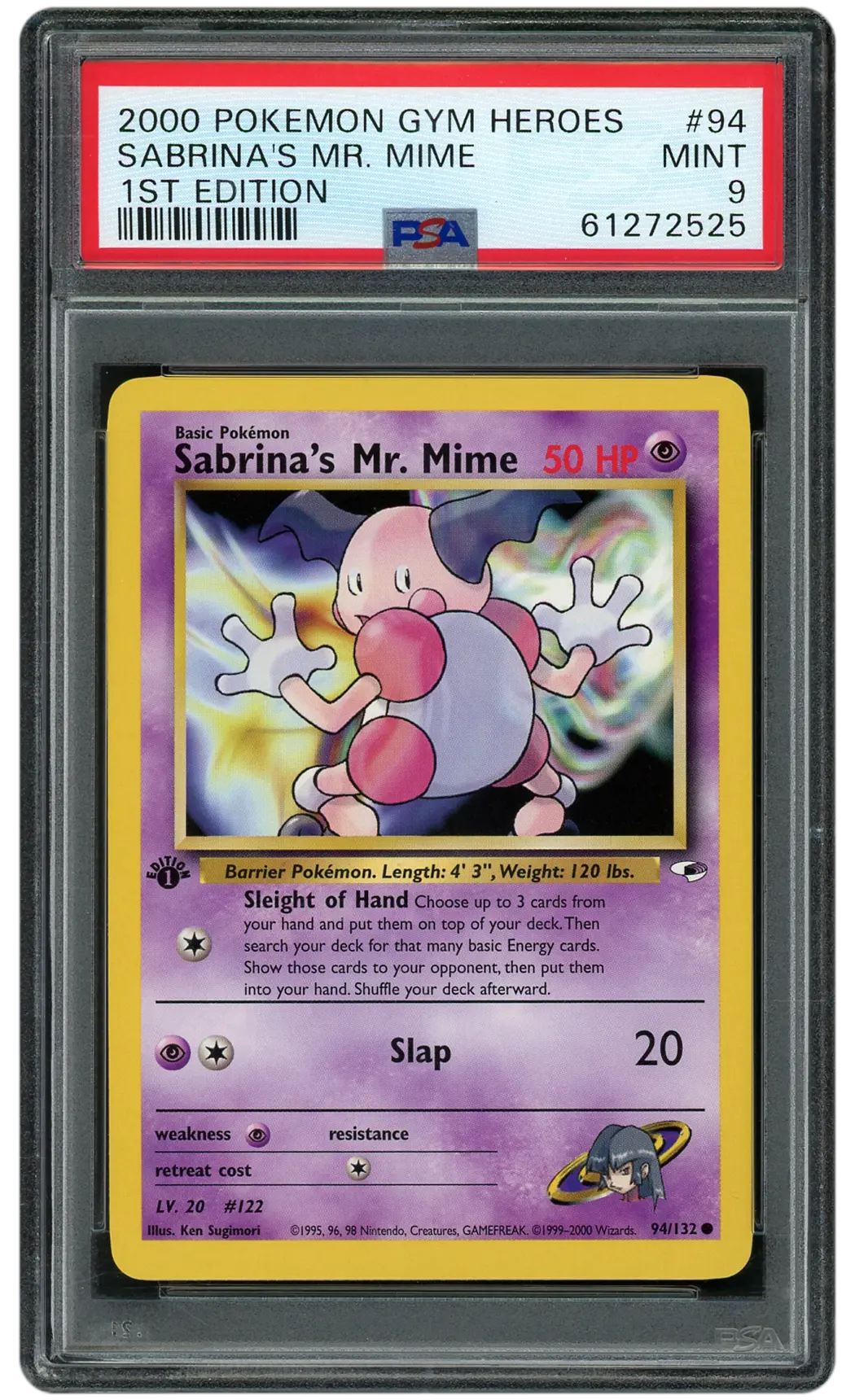 2000 Gym Heros 1st Edition Sabrina's Mr. Mime #94 PSA 9