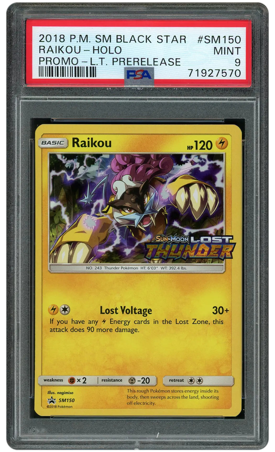 2018 Black Star Promo Raikou #SM150 PSA 9