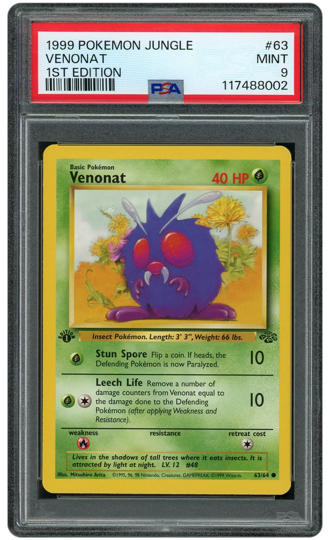 1999 Jungle 1st Edition Venonat #63 PSA 9