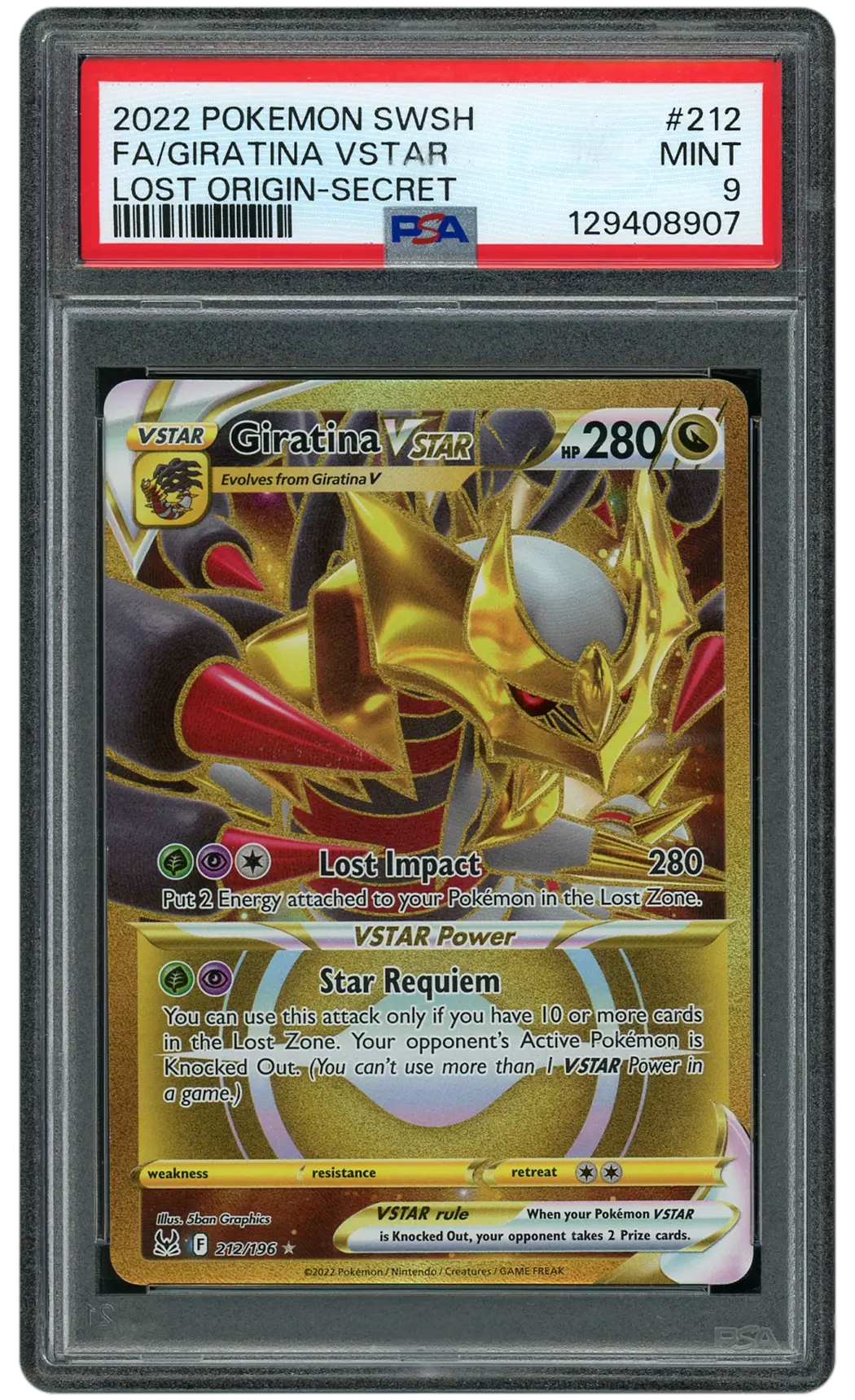 2022 Lost Origin Giratina VSTAR #212 PSA 9