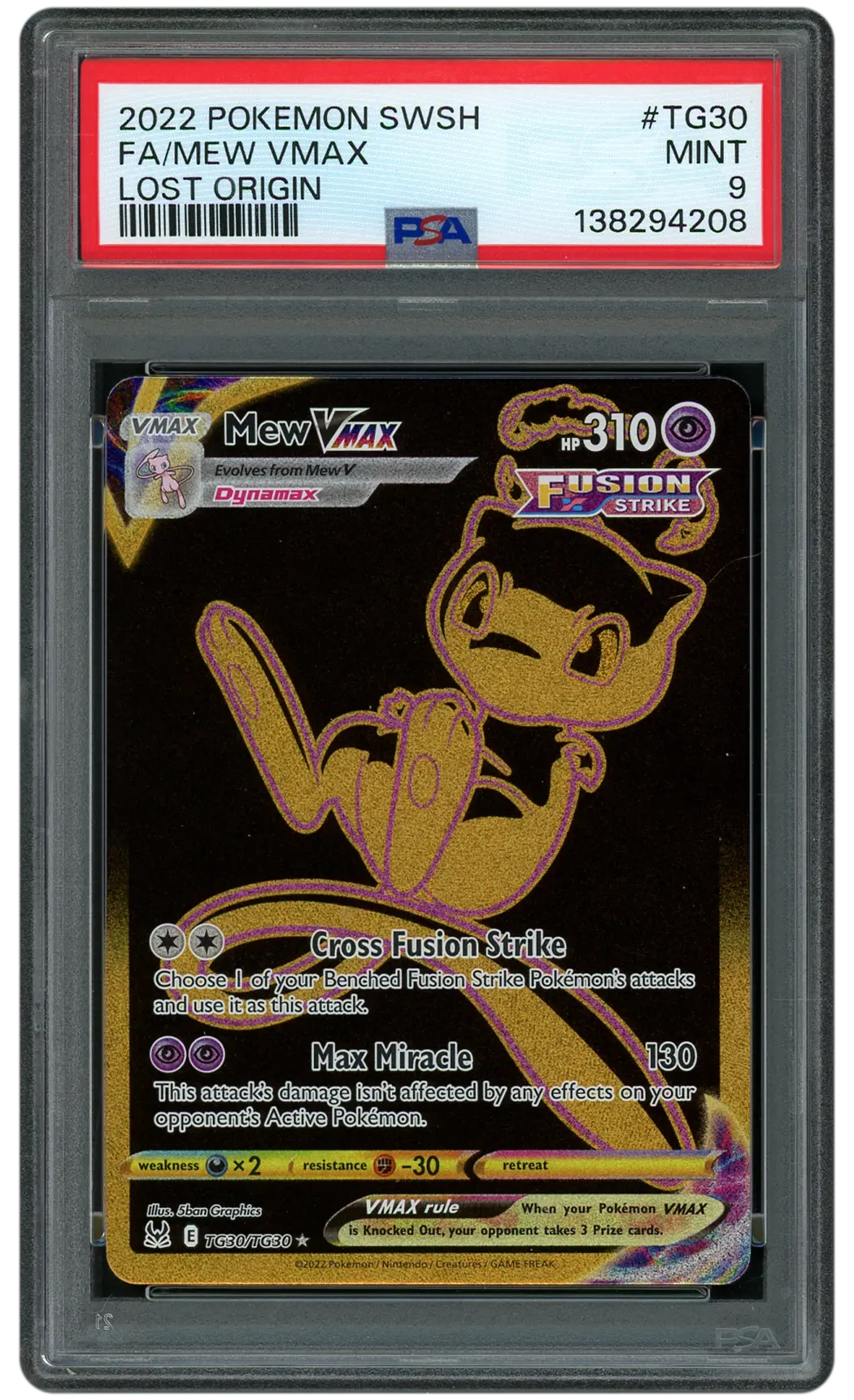 2022 Lost Origin Mew VMAX #TG30 PSA 9