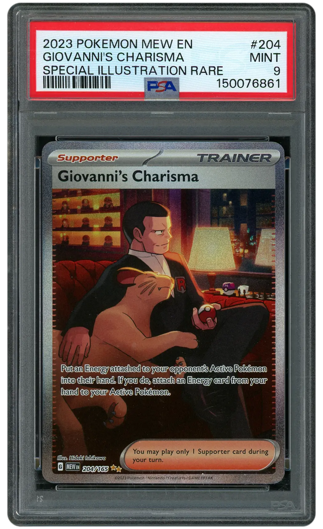 2023 Pokemon 151 Giovanni's Charisma #204 PSA 9