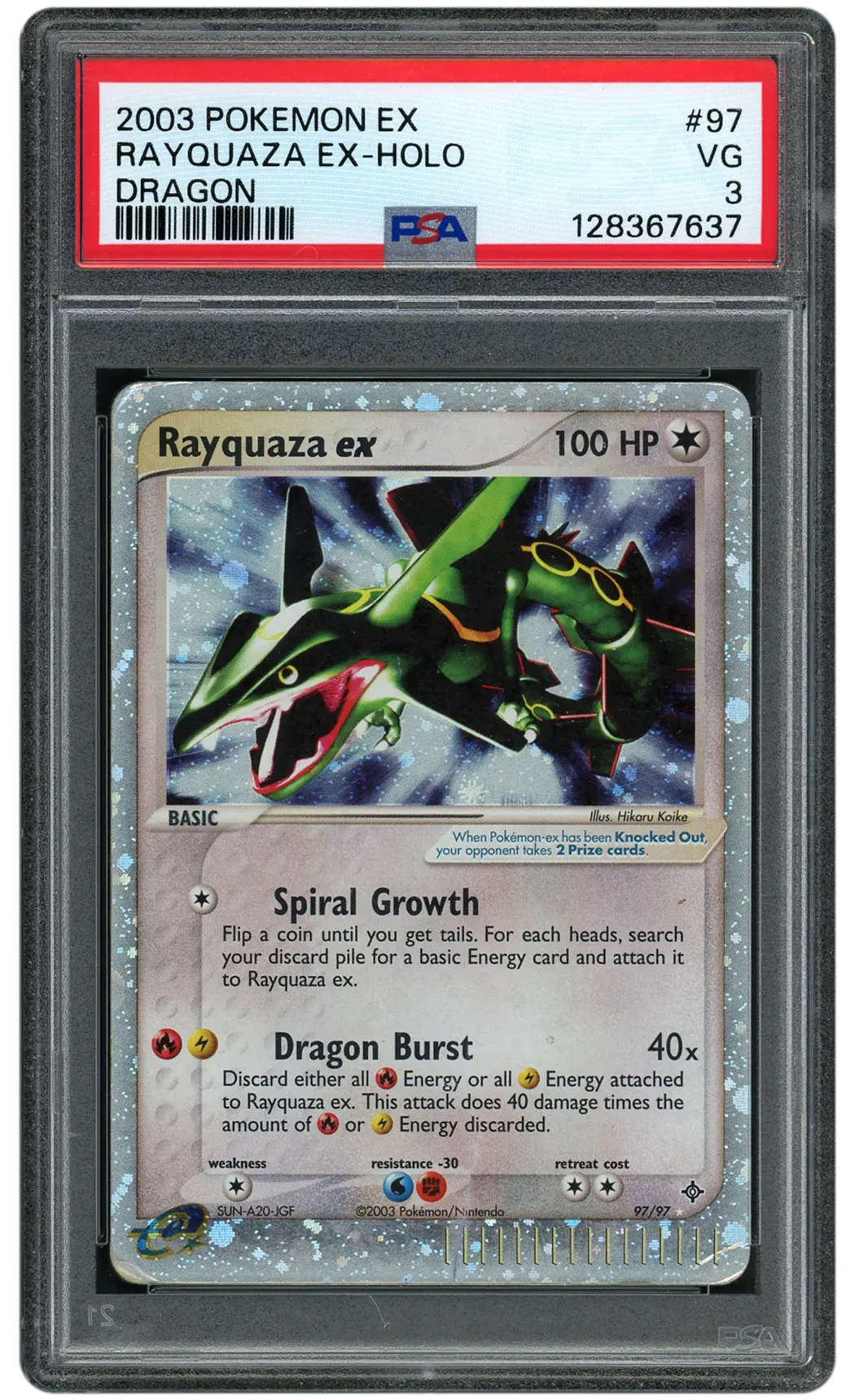2003 EX Dragon Rayquaza EX #97 PSA 3