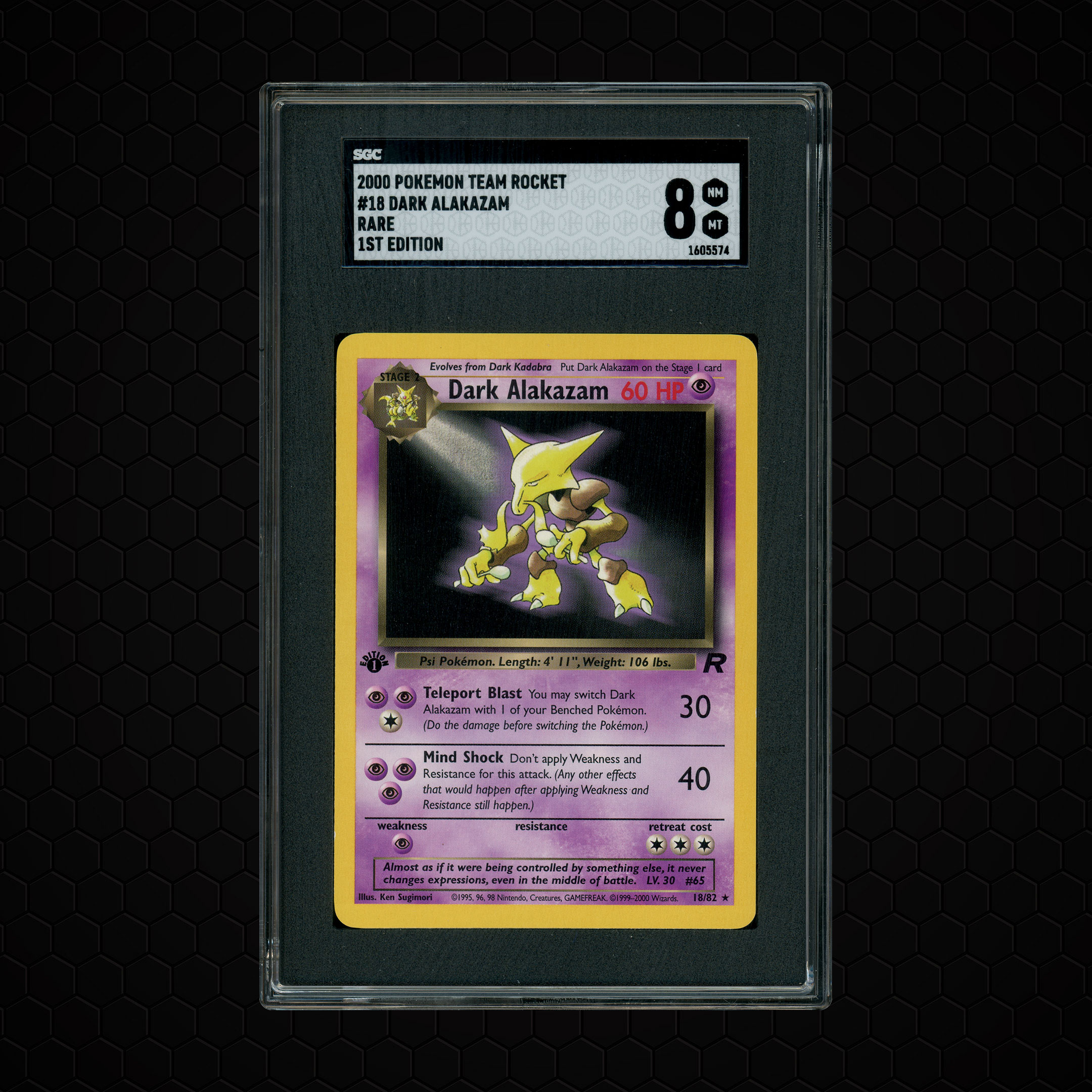 2000 Team Rocket 1st Edition Dark Alakazam #18 SGC 8