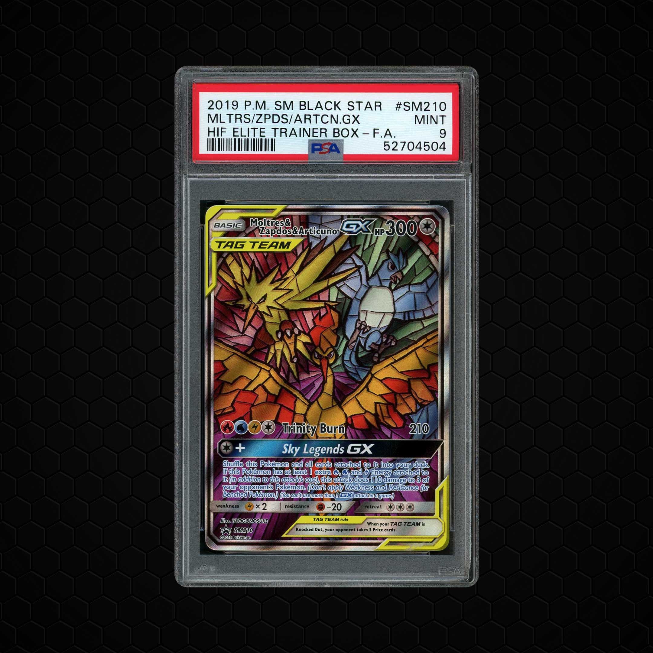 2019 Black Star Promo Moltres & Zapdos & Articuno GX #SM210 PSA 9