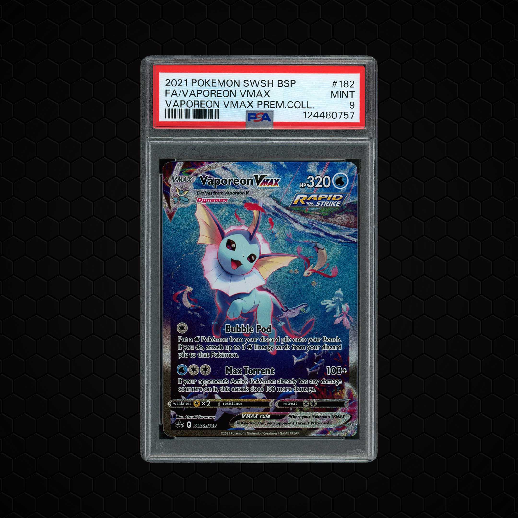 2021 Black Star Promo Vaporeon VMAX #182 PSA 9